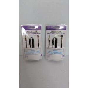 Infinitive 2-Pack Coiled 3.5mm Aux Cable with Mic and Remote 6’ Length Audio
